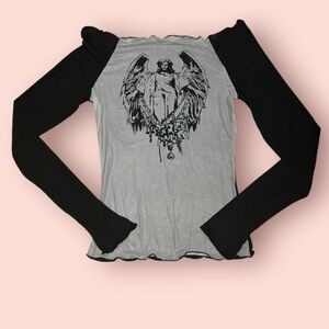Y2K goth angelic presence angelcore printed top size S-M